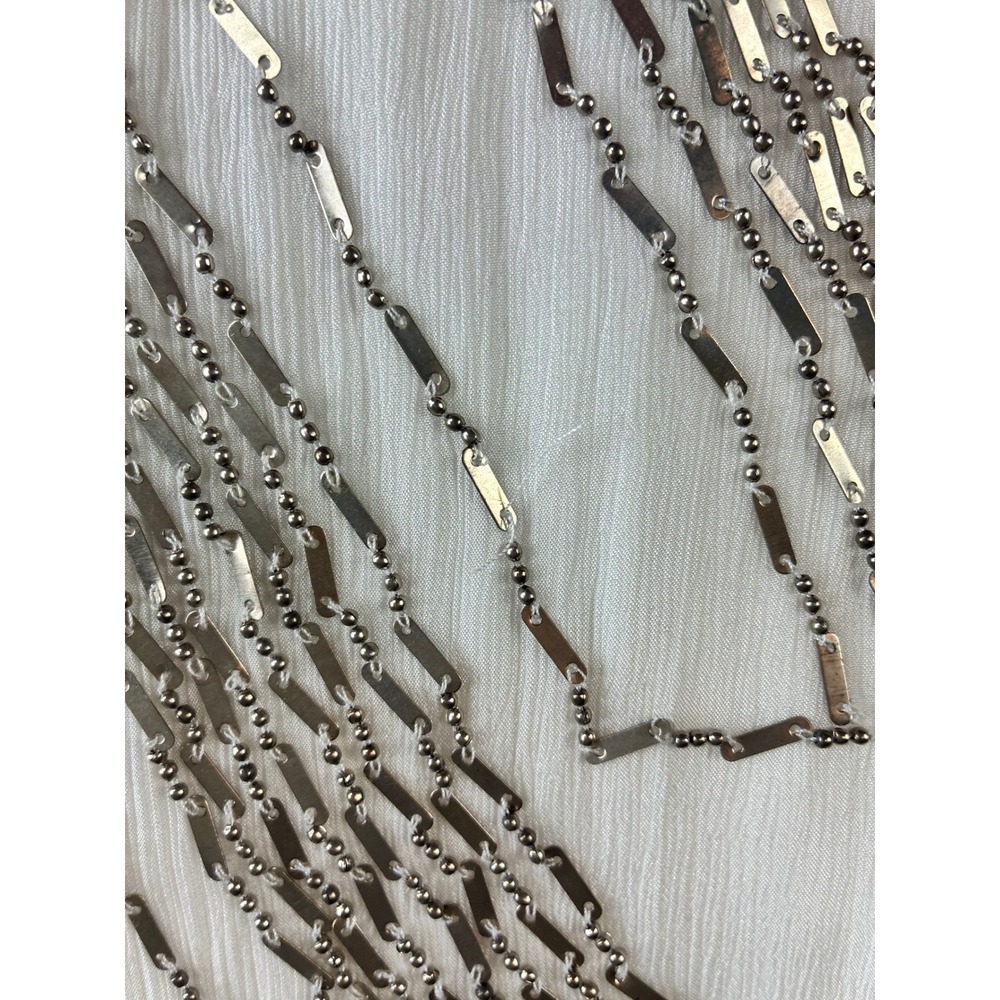 IKKS Shift Dress Mini White Metallic Beading Embellished Festival Women 38 or M - Picture 9 of 15